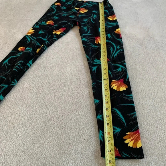 Like NEW LuLaRoe orange flower/dark teal leggings - Picture 12 of 15